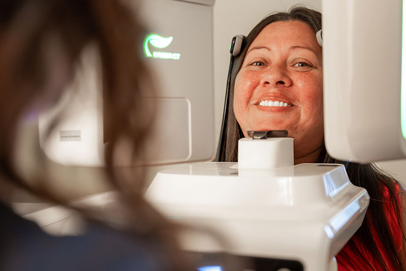 Patient taking a dental x-ray