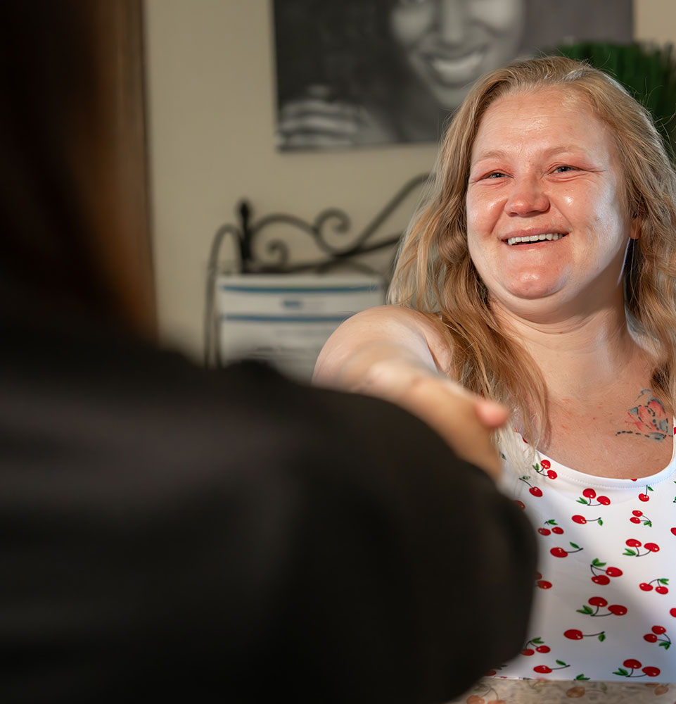 Patient Shaking team members hand