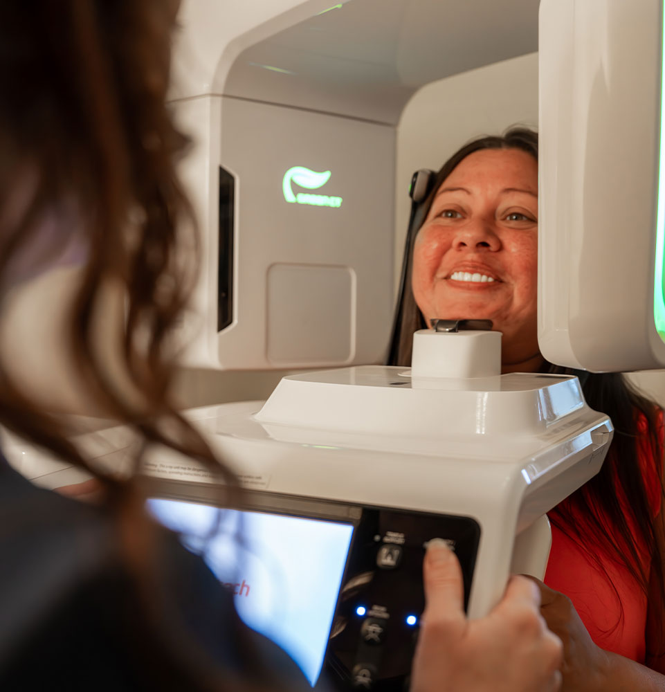 Patient getting ready for x-ray