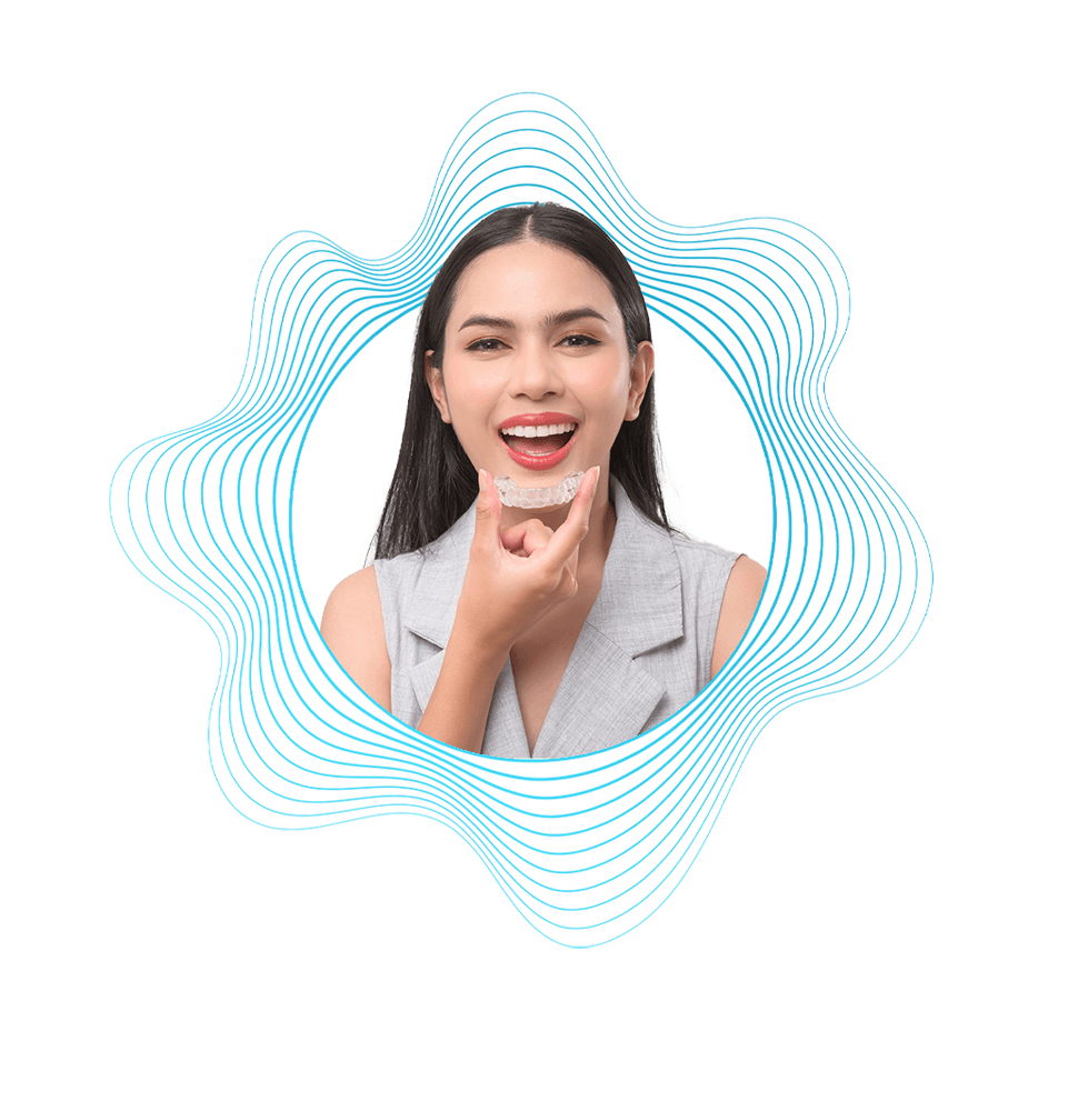 Patient Putting on Invisalign